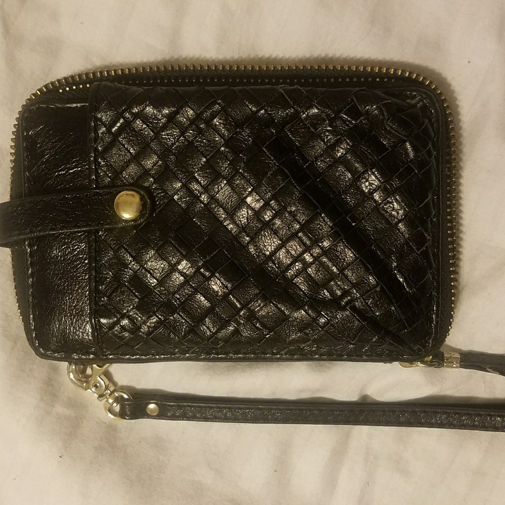 Elliott Lucca Cell Wallet Wristlet Black Gold